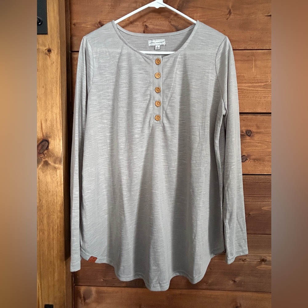 Simply Southern Light Gray Button Down Shirt